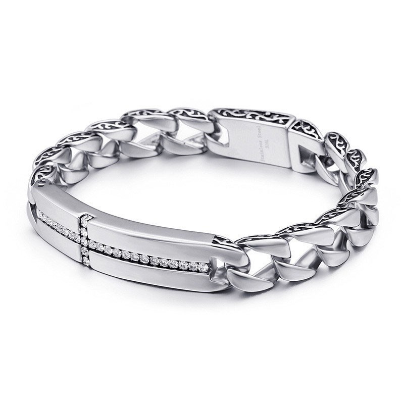 Titánový Kríž S Diamantmi Náramok Pre Mužov, Titánové Vintage Šperky