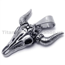 Vintage Prívesok S Lebkou Byvola Z Titánu, Pôvodných Obyvateľov Ameriky - Retiazka Zadarmo