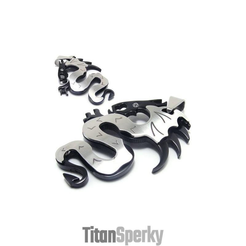 Pánsky Titánový Náhrdelník S Príveskom Black Dragons