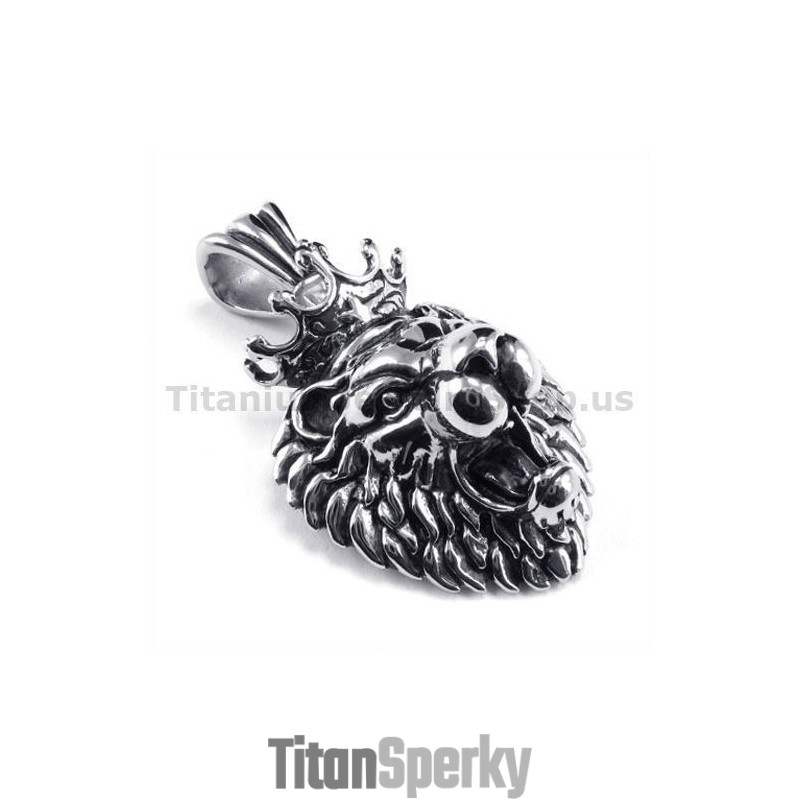 Titánový Prívesok S Hlavou Leva Kráľa - Retiazka Zadarmo