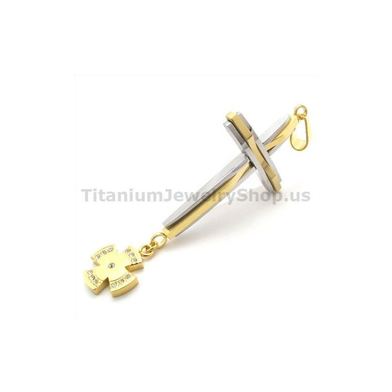 Zlatý Titánový Prívesok S Krížom A Diamantmi - Retiazka Zadarmo Zlatý Titánový Prívesok S Krížom A Diamantmi - Retiazka Zadarmo