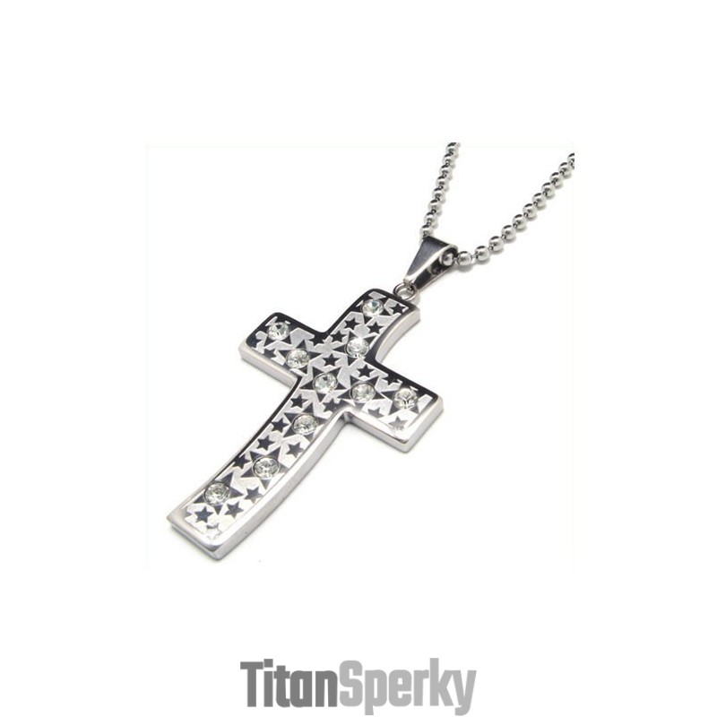 Titánový Diamantový Krížový Náhrdelník S Príveskom Pre Mužov Titánový Diamantový Krížový Náhrdelník S Príveskom Pre Mužov