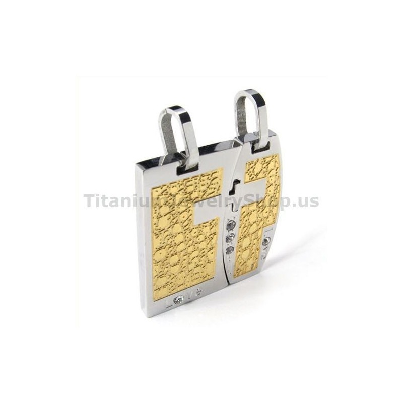 Prívesky Love Gloden Titanium Lovers S Retiazkami Bez Diamantov Prívesky Love Gloden Titanium Lovers S Retiazkami Bez Diamantov