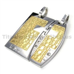 Prívesky Love Gloden Titanium Lovers S Retiazkami Bez Diamantov