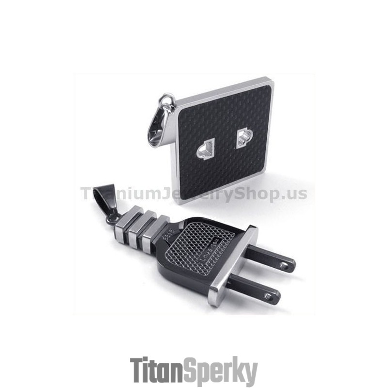 Prívesky Pre Milovníkov Čierneho Titánu Socket And Plug - Bez Retiazok Prívesky Pre Milovníkov Čierneho Titánu Socket And Plug - Bez Retiazok
