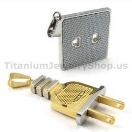 Prívesky Na Náušnice Socket And Plug Gloden Titanium Lovers - Retiazky Bez Príveskov