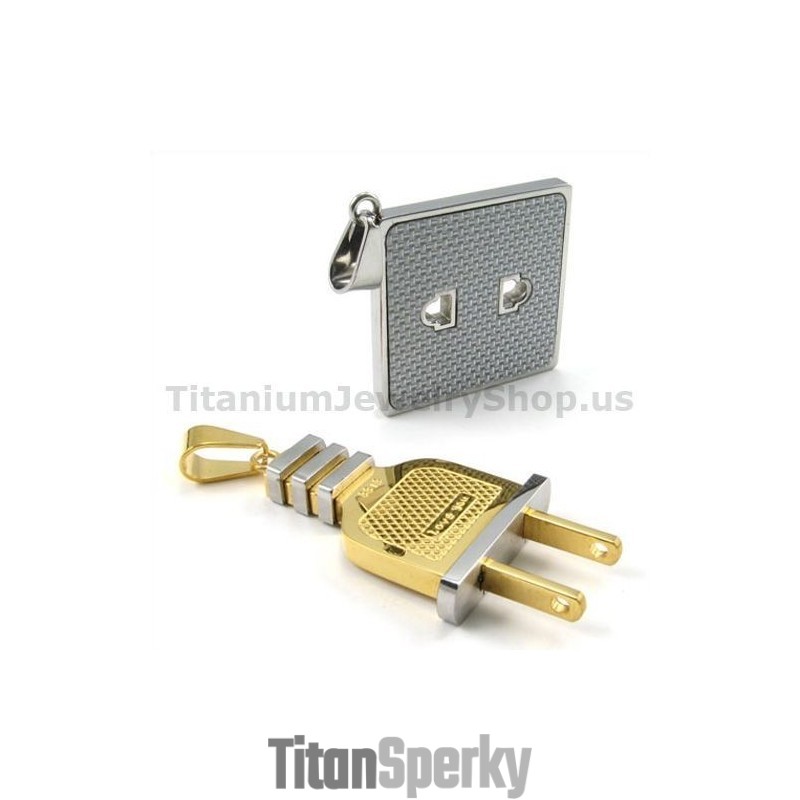 Prívesky Na Náušnice Socket And Plug Gloden Titanium Lovers - Retiazky Bez Príveskov