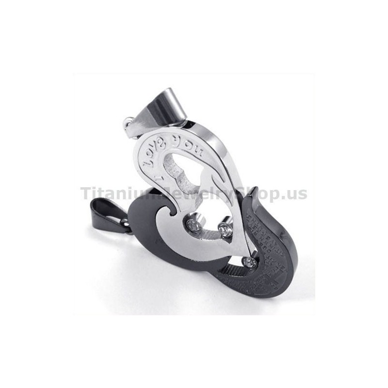 Prívesky Pre Milovníkov Z Čierneho Titánu So Srdiečkom A Krížom S Retiazkami Bez Diamantov