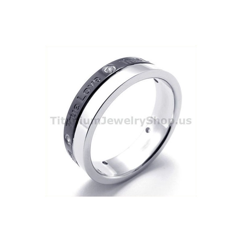 Titánový Prsteň True Love S Čiernym Diamantom Titánový Prsteň True Love S Čiernym Diamantom