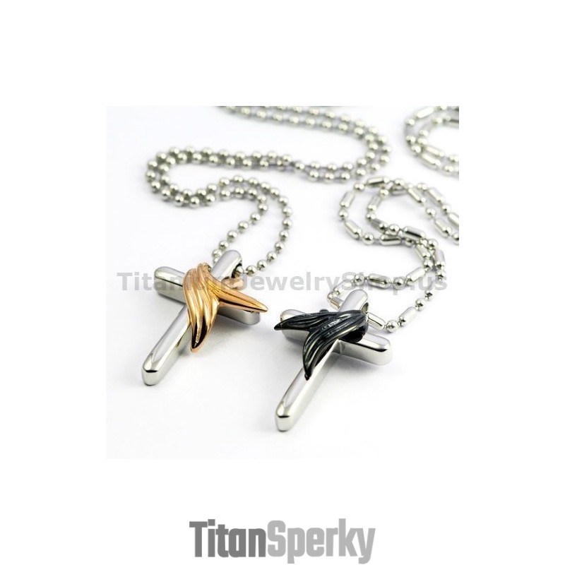Titánové Prívesky S Anjelskými Krídlami A Krížom Pre Milovníkov, Darčeky Na Valentína - Retiazky Zadarmo