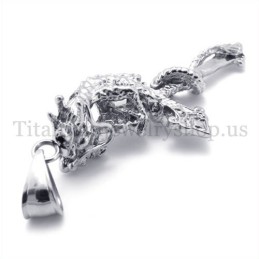 Prívesok S Titánovým Krížom A Špirálovým Drakom Pre Mužov