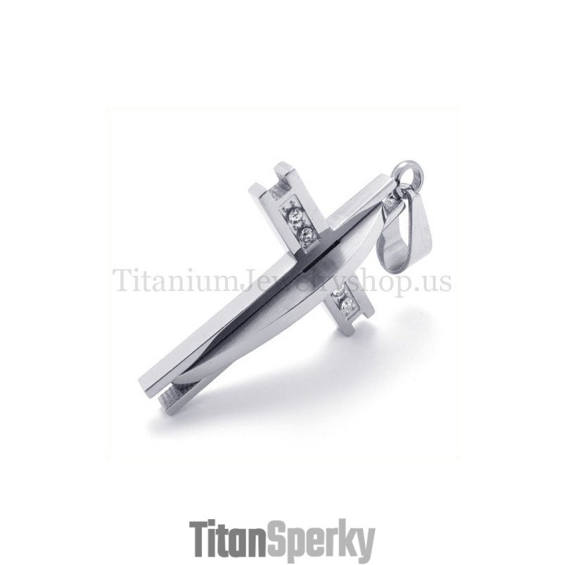 Strieborný Prívesok S Diamantom A Titánovým Krížom