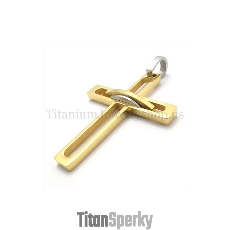 Zlatý Prívesok S Titánovým Krížom V Štýle Šľachtičného Muža Zlatý Prívesok S Titánovým Krížom V Štýle Šľachtičného Muža