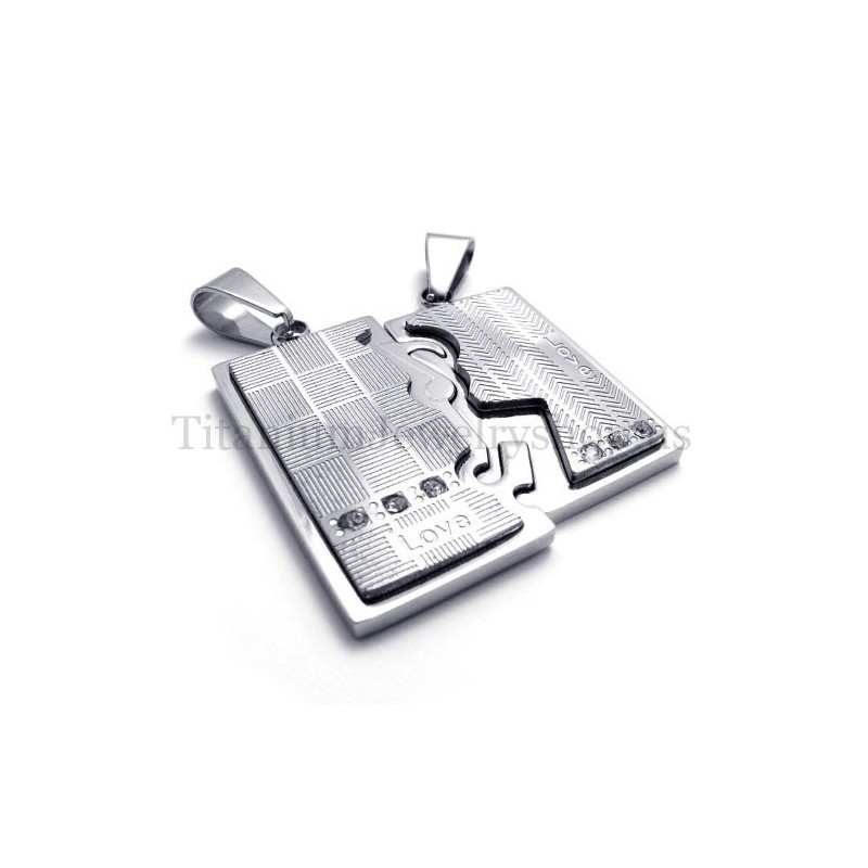 Strieborný Dvojvrstvový Prepletený Titánový Prívesok Pre Milovníkov