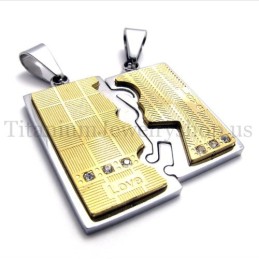 Zlatý Dvojvrstvový Prepletený Titánový Prívesok Pre Milovníkov