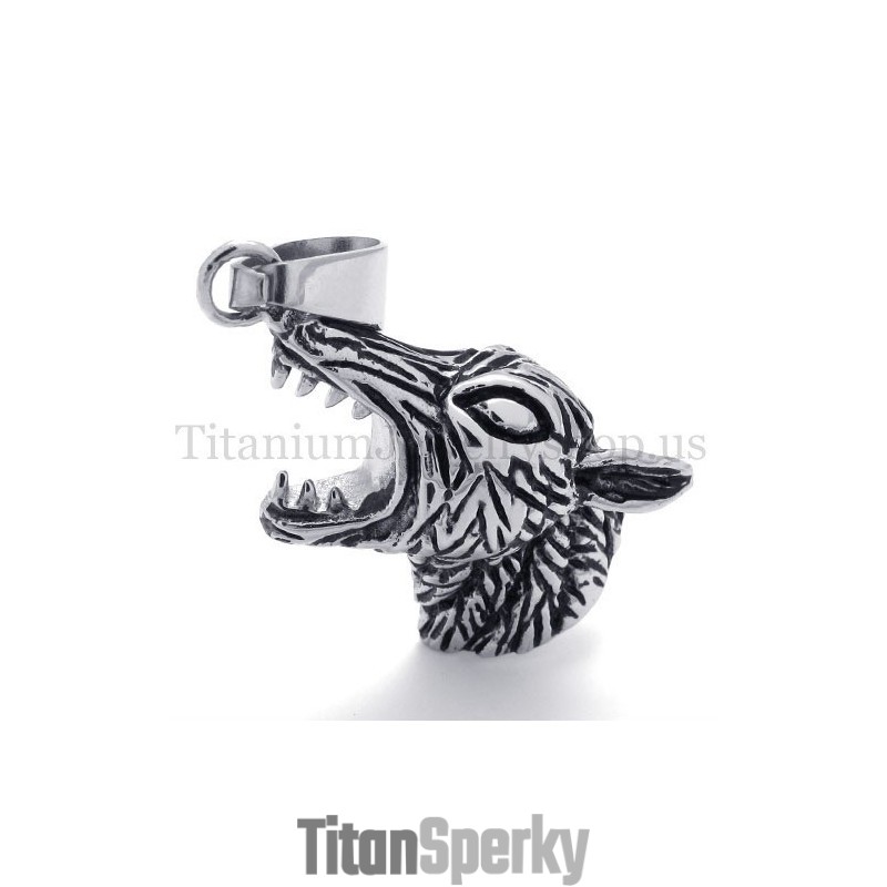 Pánsky Titánový Prívesok S Vlčou Hlavou