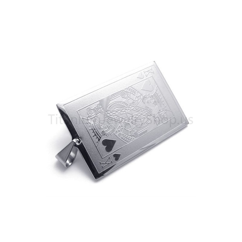 Nový Strieborný Titánový Prívesok S Hracou Kartou (K)