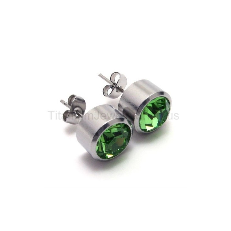 Strieborné Náušnice Tank S Titánovými Zelenými Diamantmi Strieborné Náušnice Tank S Titánovými Zelenými Diamantmi
