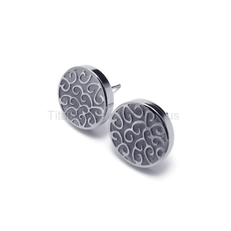 Gravírované Strieborné Titánové Náušnice
