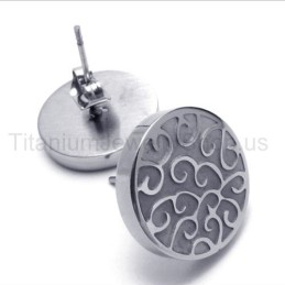 Gravírované Strieborné Titánové Náušnice