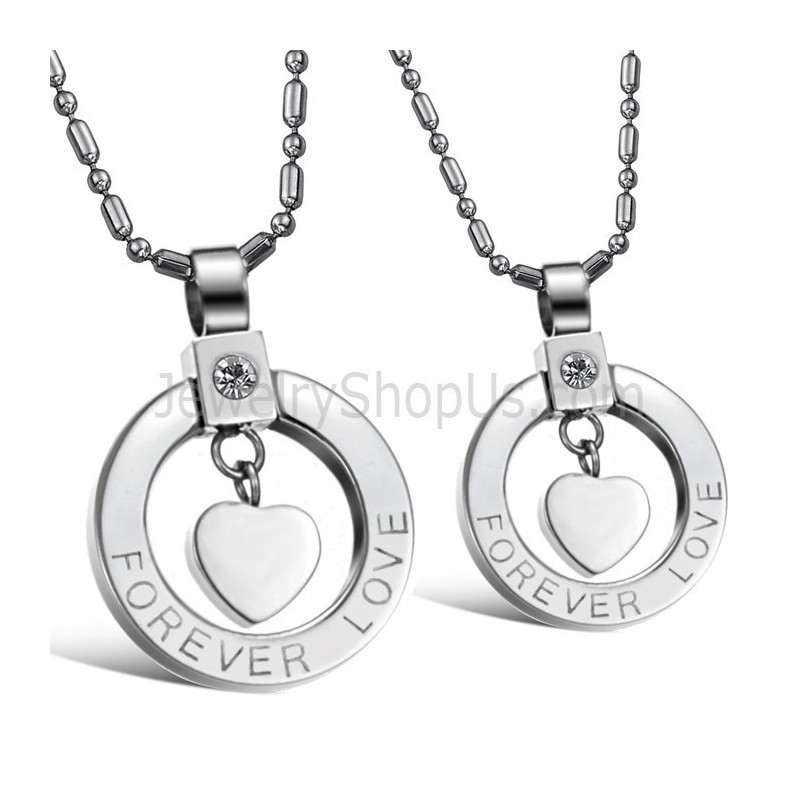 Prívesky Z Titánového Striebra S Motívom Srdiečka "Navždy Láska" S Kamienkami A Retiazkami Zadarmo C415