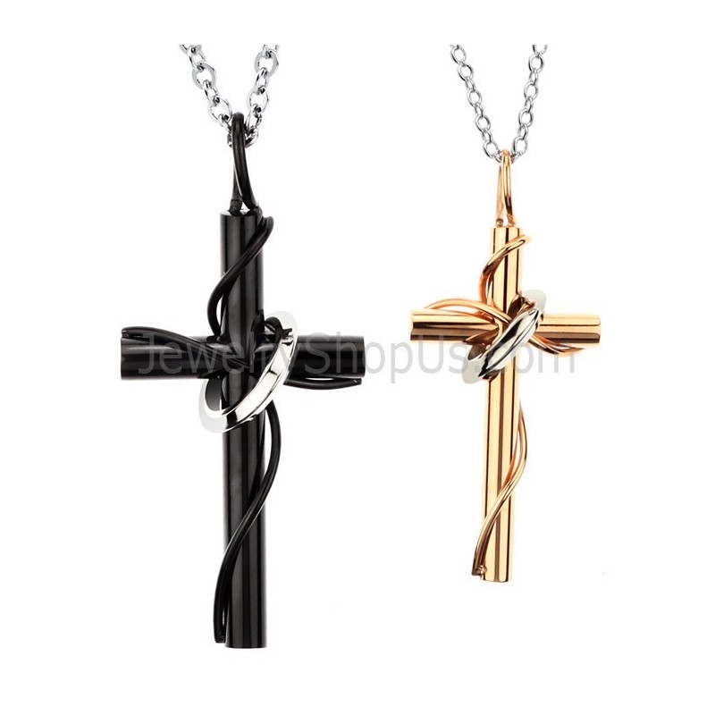 Prívesky Pre Milovníkov Z Titánu, Ružového Zlata A Čierneho Kríža S Retiazkou Zadarmo C521
