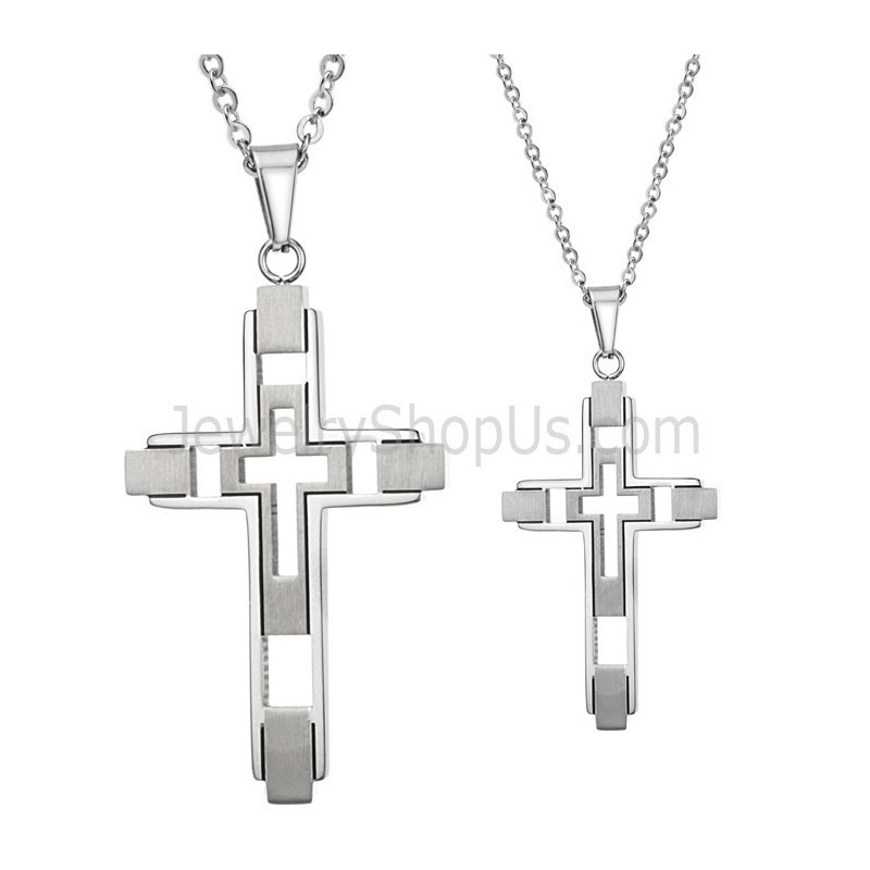 Prívesky S Titánovo-Striebornou Intarziou A Krížom S Retiazkou Zadarmo 108