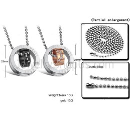 Titánové Prstene Z Ružového Zlata A Čiernej Farby "Keep Me In Your Heart" S Príveskami Pre Milovníkov S Kamienkami A Retiazkami 