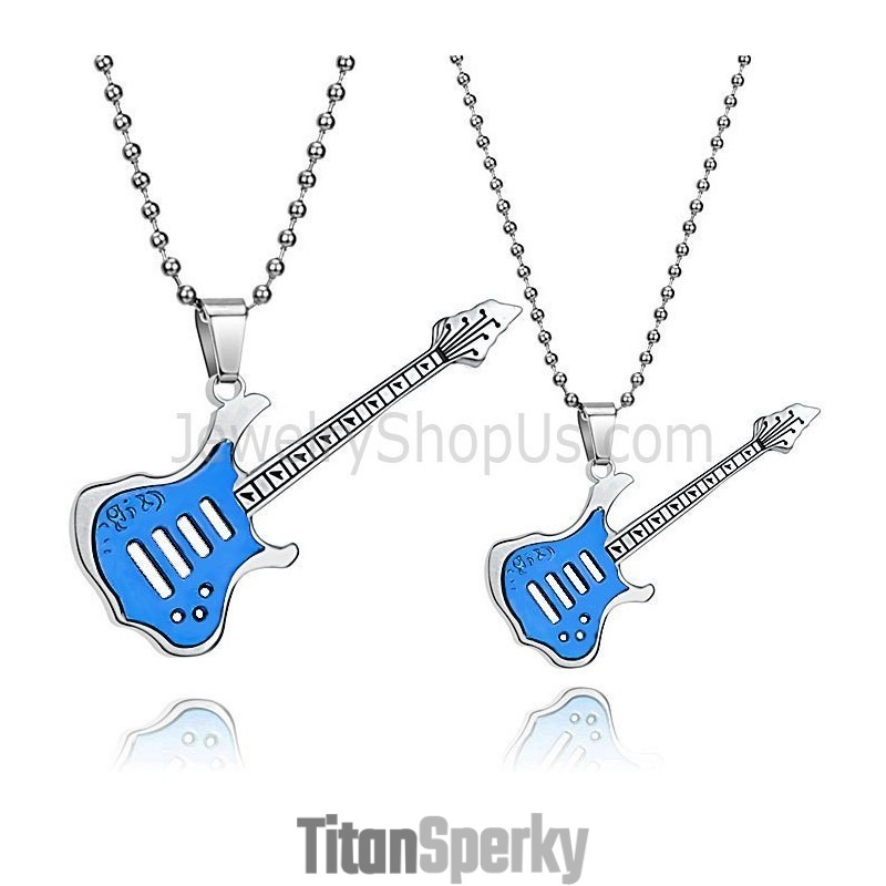 Titánovo Modré Prívesky Na Gitaru S Retiazkami Zadarmo C343