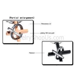 Prívesky Pre Milovníkov Z Titánu A Ružového Zlata S Čiernym Krížom, Kamienkami A Retiazkami Zadarmo C724