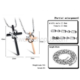 Prívesky Pre Milovníkov Z Titánu A Ružového Zlata S Čiernym Krížom, Kamienkami A Retiazkami Zadarmo C724