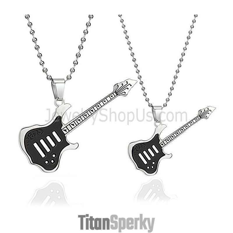 Titánové Čierne Prívesky Pre Milovníkov Gitár S Retiazkami Zadarmo C343