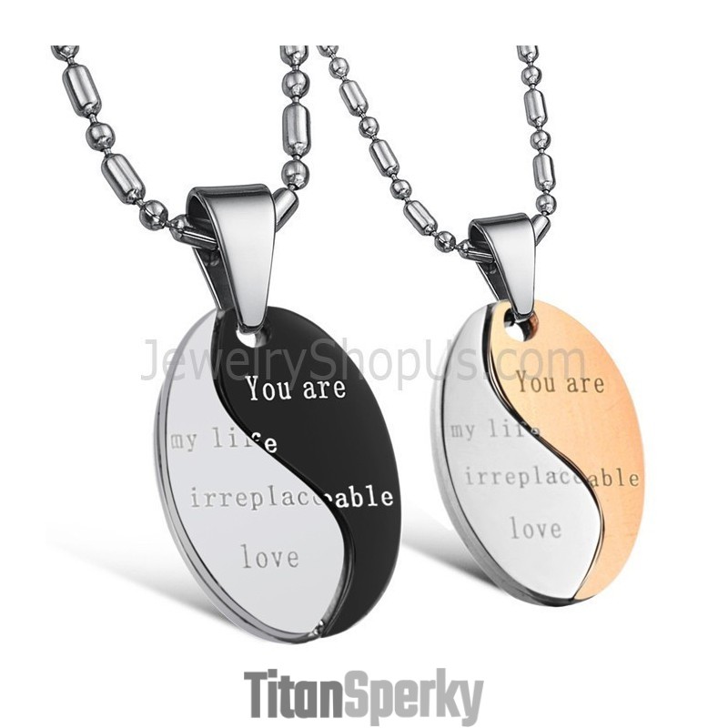 Prívesky Pre Milovníkov Z Titánu, Čierneho A Ružového Zlata S Retiazkou Zadarmo C628 "Si Môj Život, Nenahraditeľná Láska"