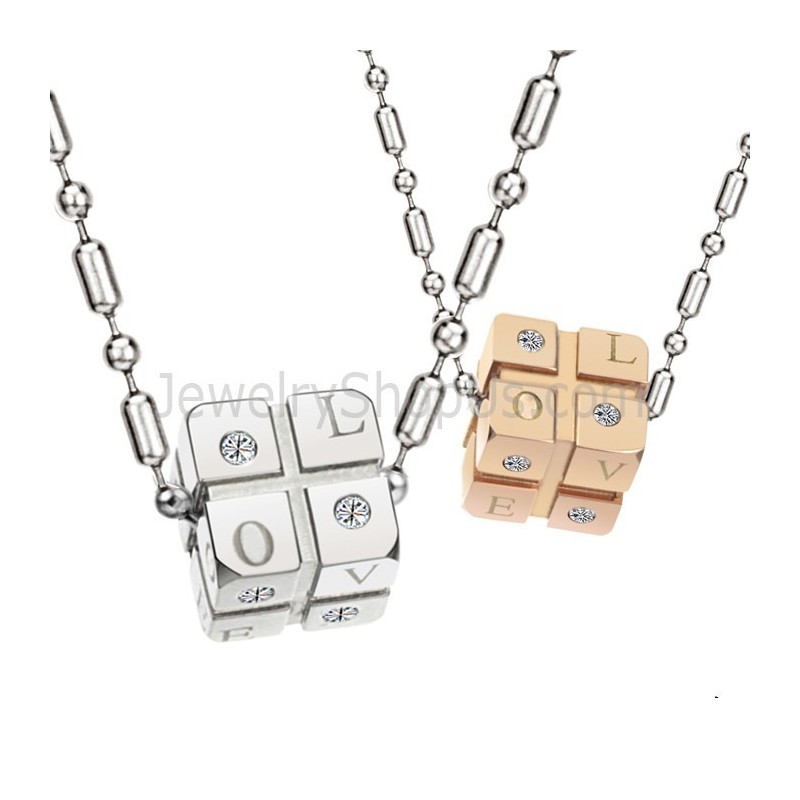 Prívesky Pre Milovníkov Kociek Z Titánu, Striebra A Ružového Zlata S Kamienkami A Retiazkami Zadarmo C309
