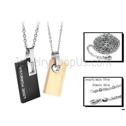 Prívesky Pre Milovníkov Z Titánu A Čierneho Ružového Zlata S Obdĺžnikom „Navždy Láska“ S Retiazkou Zadarmo C291