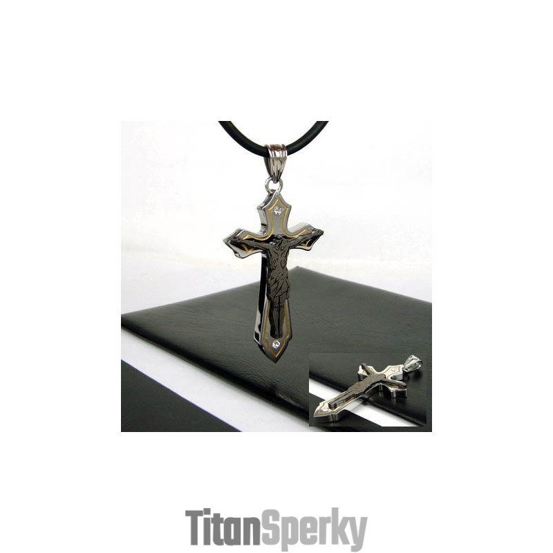 Prívesok Z Titánovej Ocele S Krížom Pre Mužov Juses (Retiazka Zadarmo) Prívesok Z Titánovej Ocele S Krížom Pre Mužov Juses (Retiazka Zadarmo)