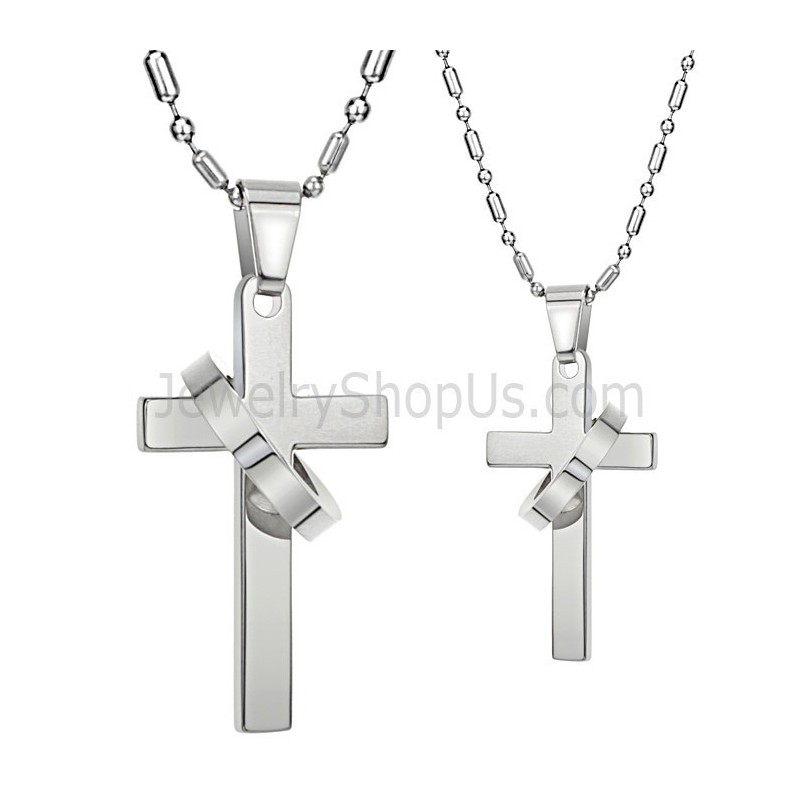 Prívesky Z Titánového Striebra S Krížom A Retiazkami Zadarmo 136