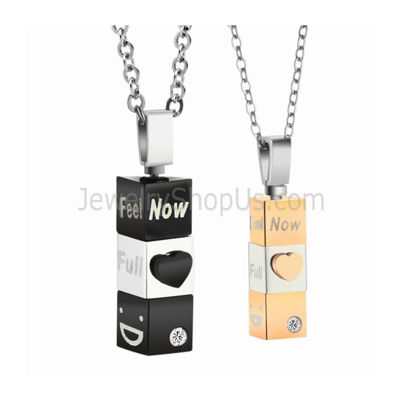 Titánové Čierno-Zlaté Prívesky V Tvare Kvádra S Retiazkou Zadarmo C482