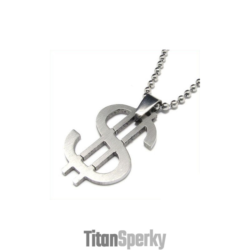 Náhrdelník Z Čistého Titánu S Príveskom A Retiazkou Cool Man Dollar Symbol