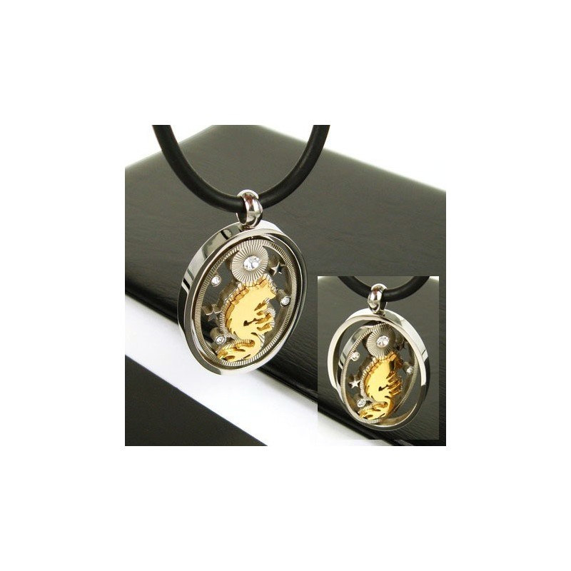 Náhrdelník S Príveskom Man Spinner Gold Wolf Gmestone-Right Titanium