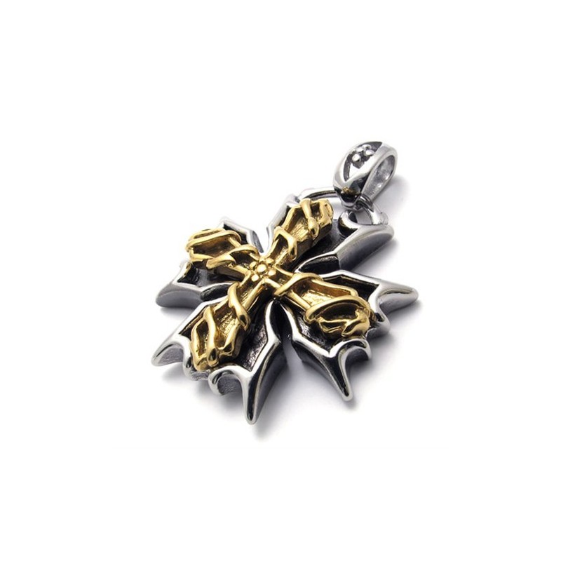 Titánový Prívesok S Krížom V Zlatej Farbe