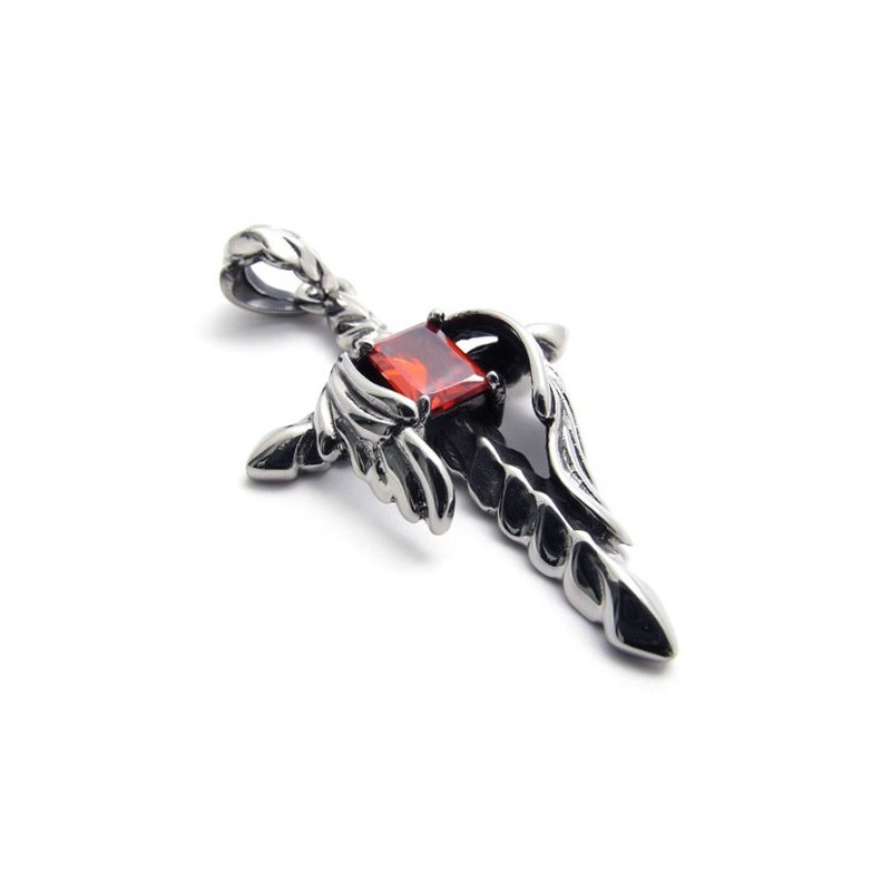 Titánový Prívesok S Dýkou A Červeným Diamantom Titánový Prívesok S Dýkou A Červeným Diamantom