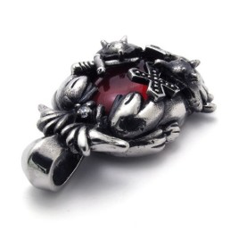 Titánový Prívesok S Červeným Drahokamom A Krížom