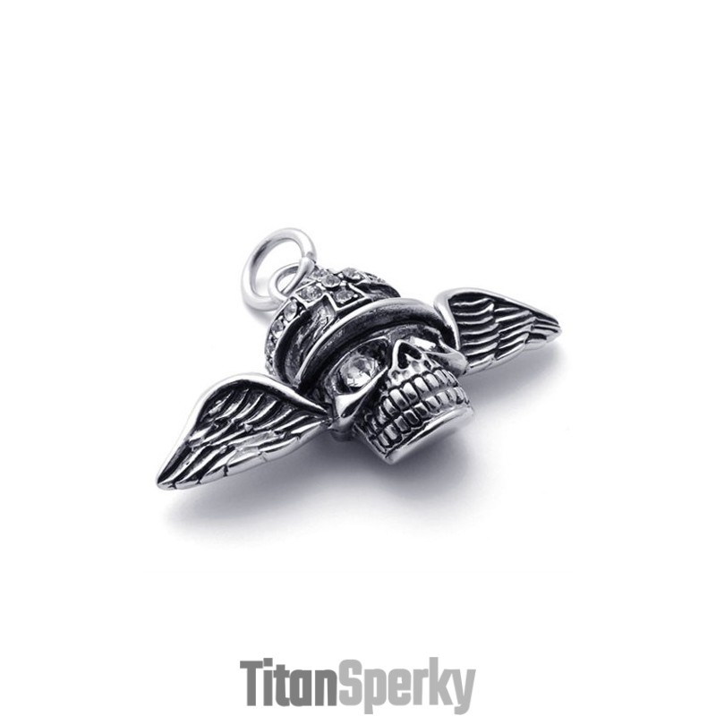 Titánový Prívesok S Diamantmi A Lebkou