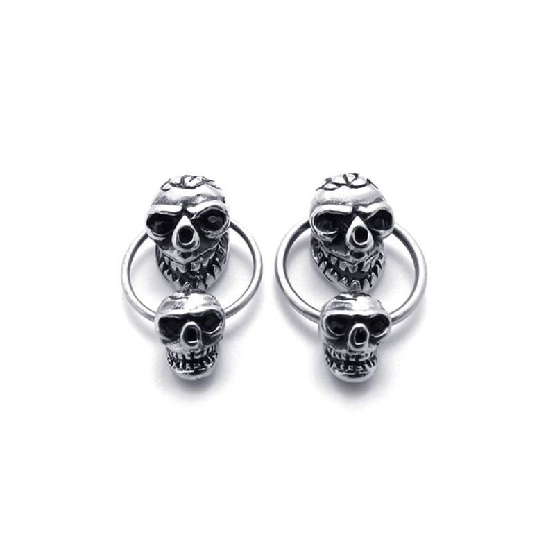 Titánové Náušnice S Dvojitou Lebkou
