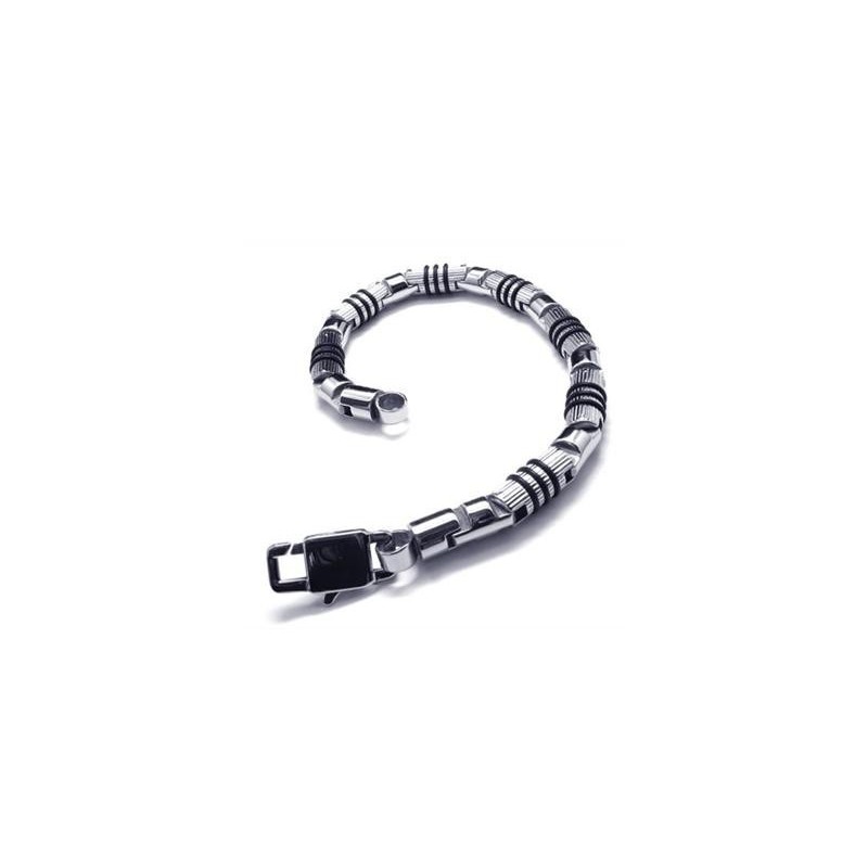 Pánsky Strieborno-Čierny Náramok Z Čistého Titánu 316L