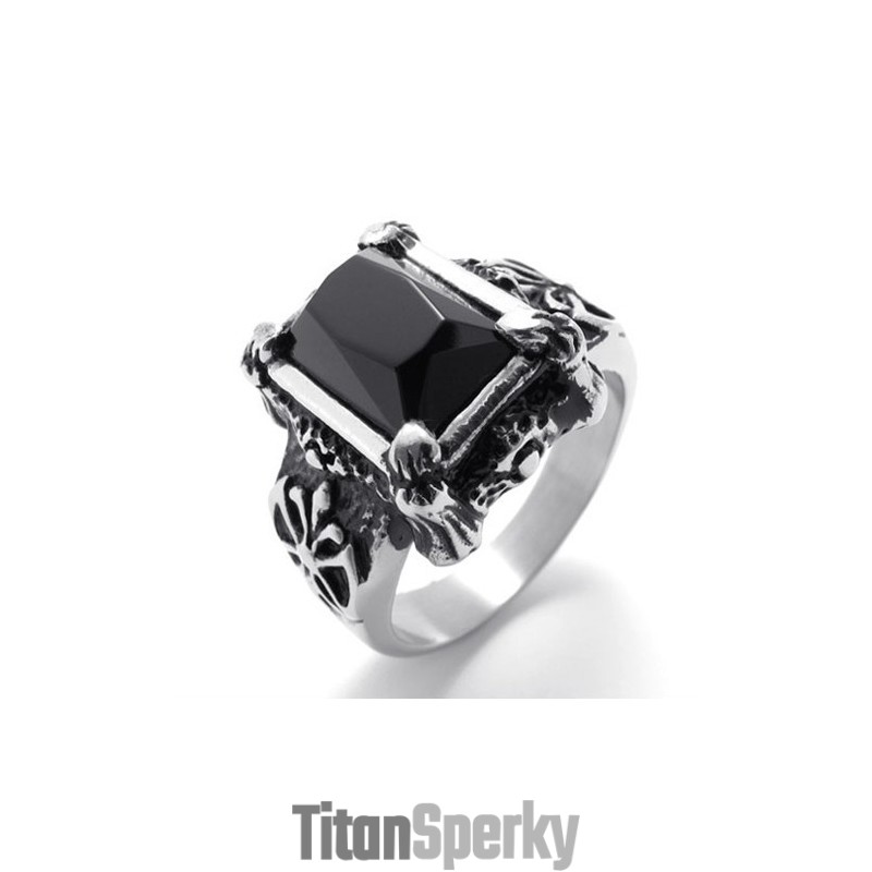 Titánový Prsteň S Čiernym Drahokamom