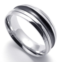 Čierny Titánový Prsteň S Akcentom