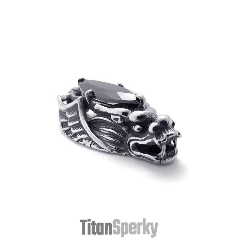 Titánový Prívesok S Dračím Okom A Čiernym Zirkónom