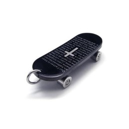 Pánsky Prívesok S Krížom A Náhrdelníkom S Príveskom A Krížom V Tvare Skateboardu Z Čistého Titánu
